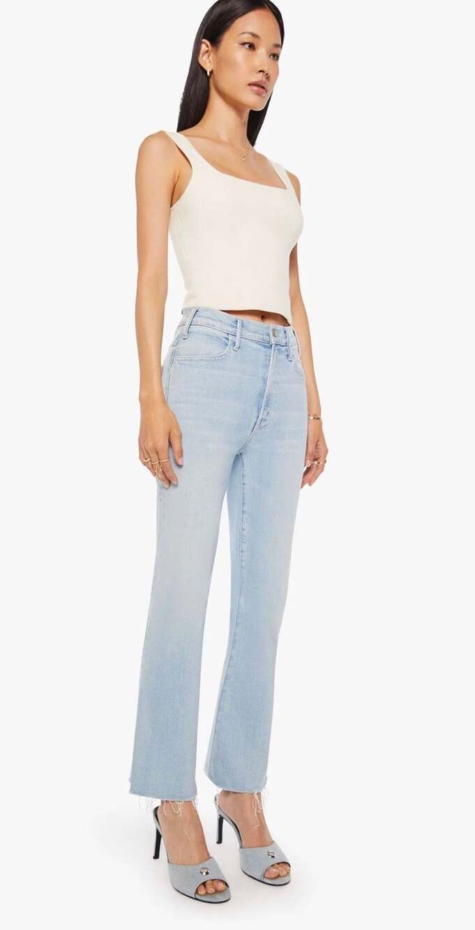 Mother The Hustler Ankle Fray Jeans High Rise Ball's In Your Court Sz 33